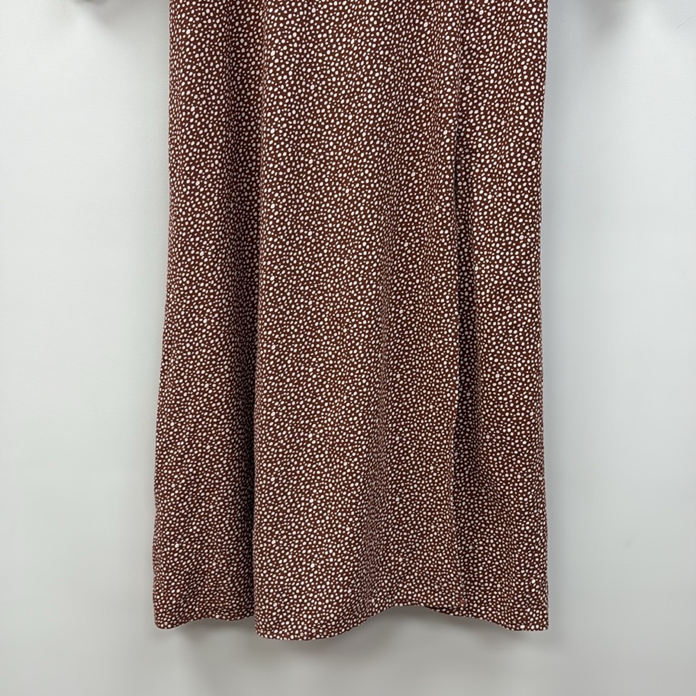 NWOT Abercrombie & Fitch Woven Speckled Dot A-Line Slit Midi Dress Rust XS - Picture 3 of 8